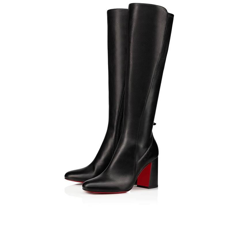 Women's Christian Louboutin Kronobotte 85mm Calf Knee High Boots - Black [8946-352]